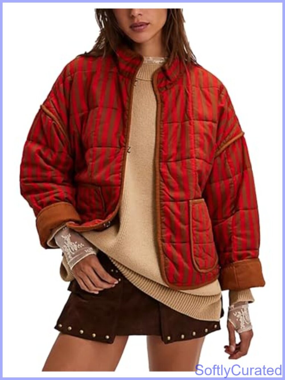Womens Floral Cropped Puffer Jacket Lightweight Open Front